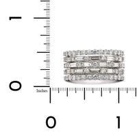 14K White Gold 5 Row Round and Baguette Diamond Ring, 14k white gold, Long's Jewelers