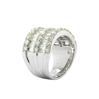 14K White Gold 5 Row Round and Baguette Diamond Ring, 14k white gold, Long's Jewelers