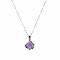 14K White Gold Cushion Amethyst Pendant, 14k white gold, Long's Jewelers