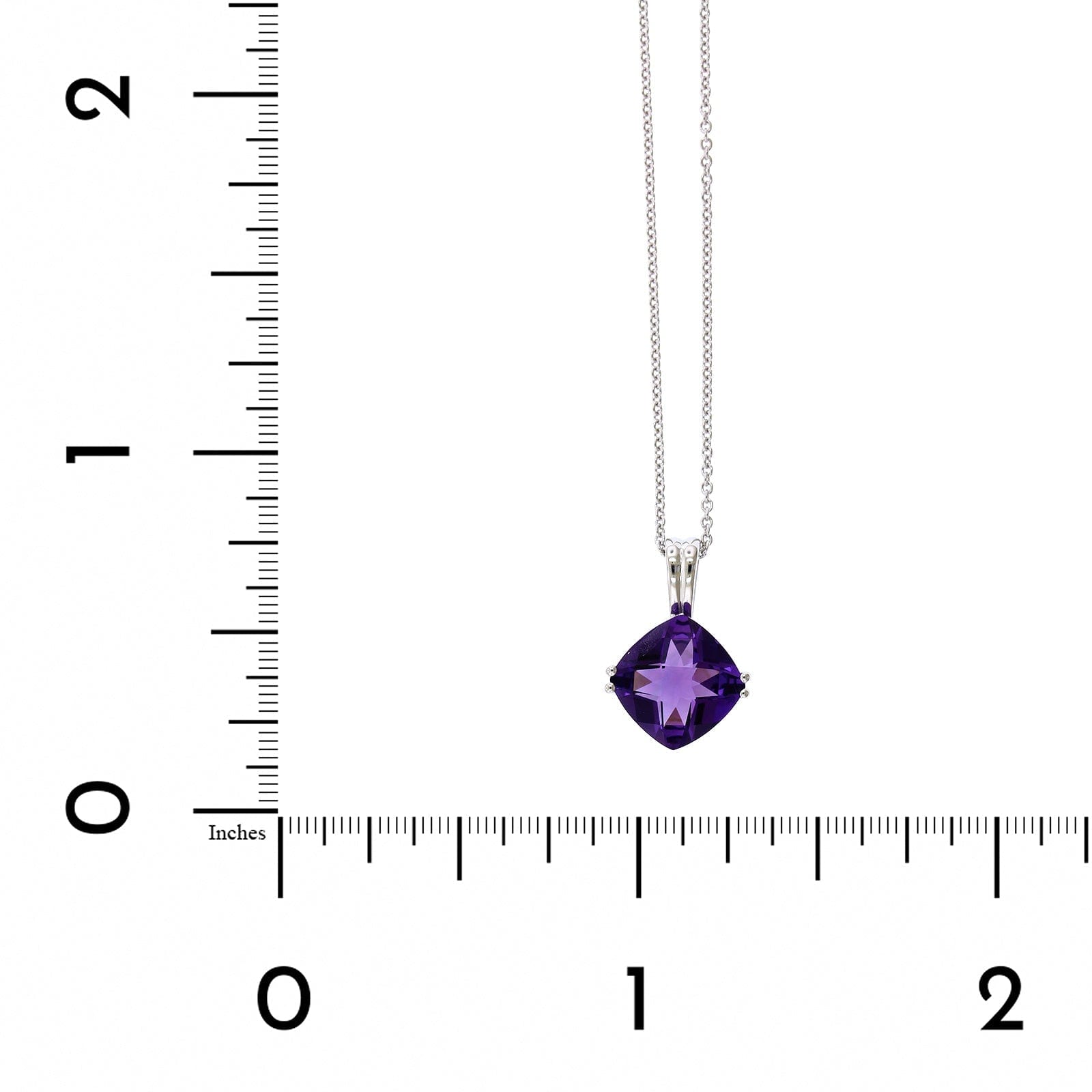 14K White Gold Cushion Amethyst Pendant, 14k white gold, Long's Jewelers