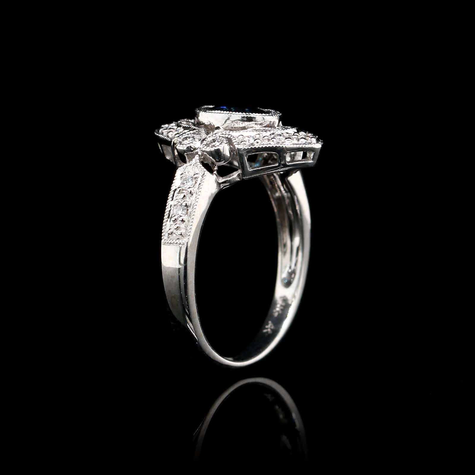 14K White Gold Estate Sapphire and Diamond Ring, Long's Jewelers