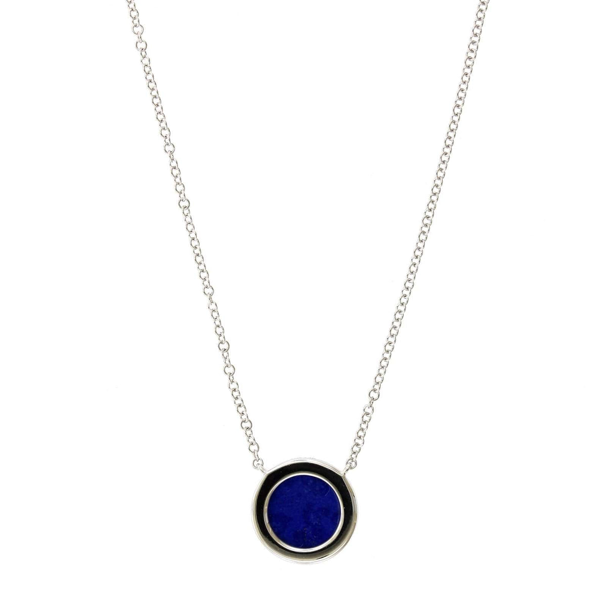 14K White Gold Lapis Diamond Halo Pendant,14k white gold, Long's Jewelers