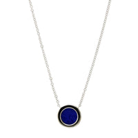 14K White Gold Lapis Diamond Halo Pendant,14k white gold, Long's Jewelers