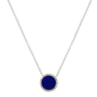 14K White Gold Lapis Diamond Halo Pendant,14k white gold, Long's Jewelers