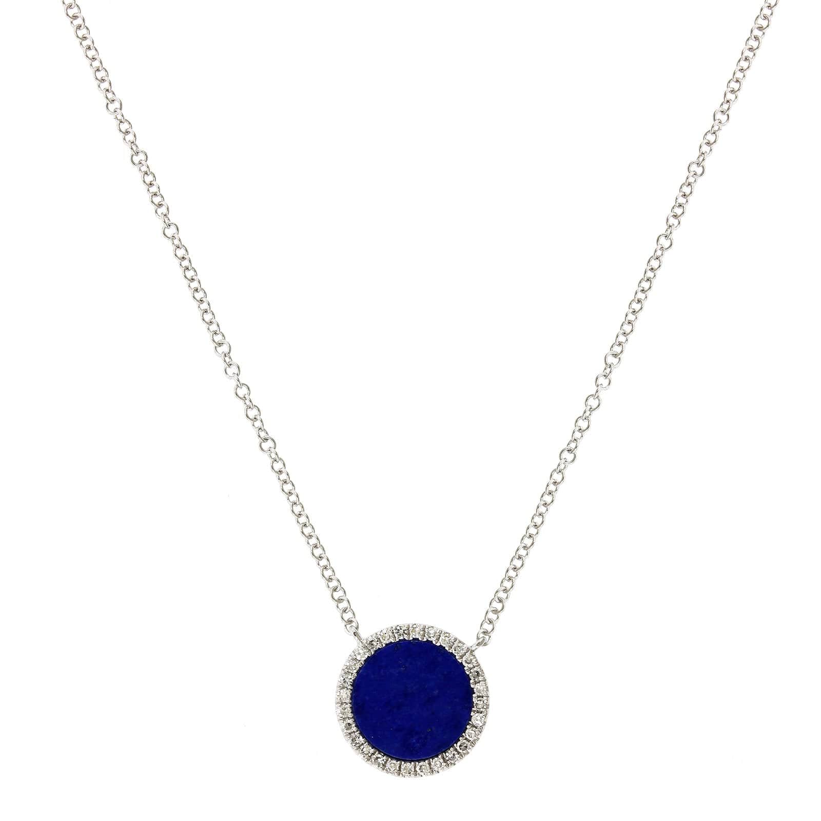 14K White Gold Lapis Diamond Halo Pendant,14k white gold, Long's Jewelers