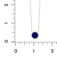 14K White Gold Lapis Diamond Halo Pendant,14k white gold, Long's Jewelers