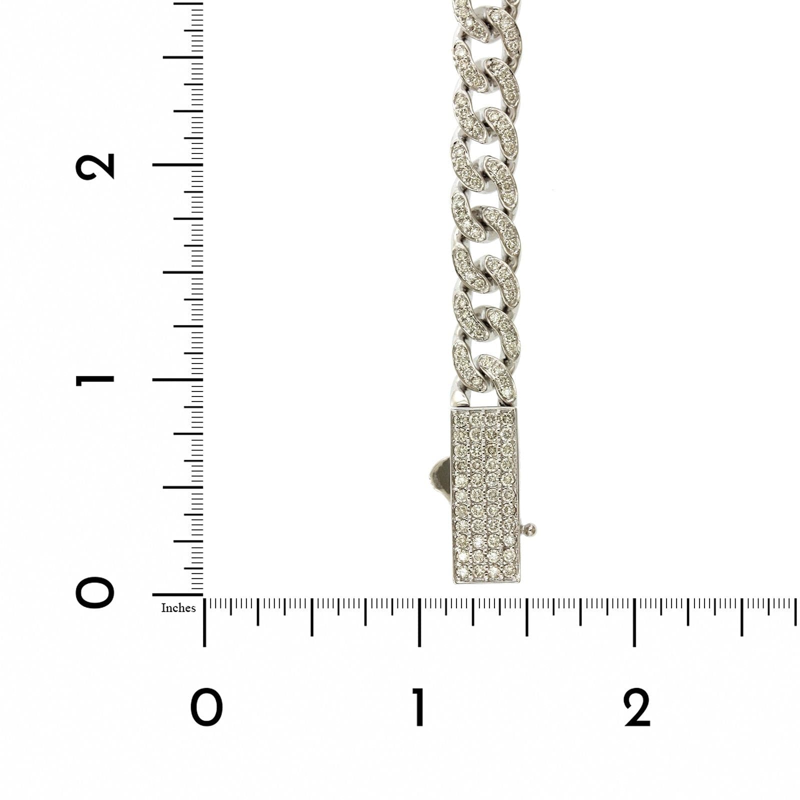 14K White Gold Pave Diamond Cuban Link Bracelet