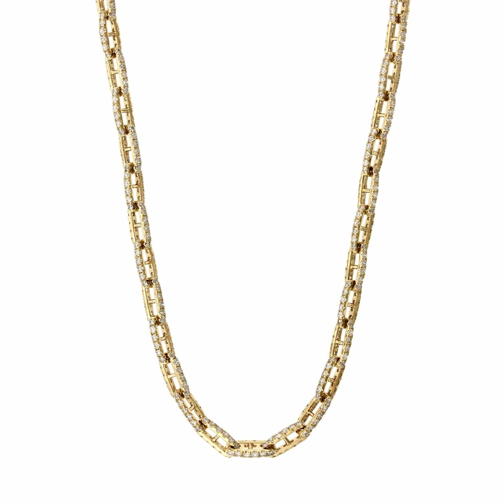 14K Yellow Gold Chain Link Style Diamond Necklace