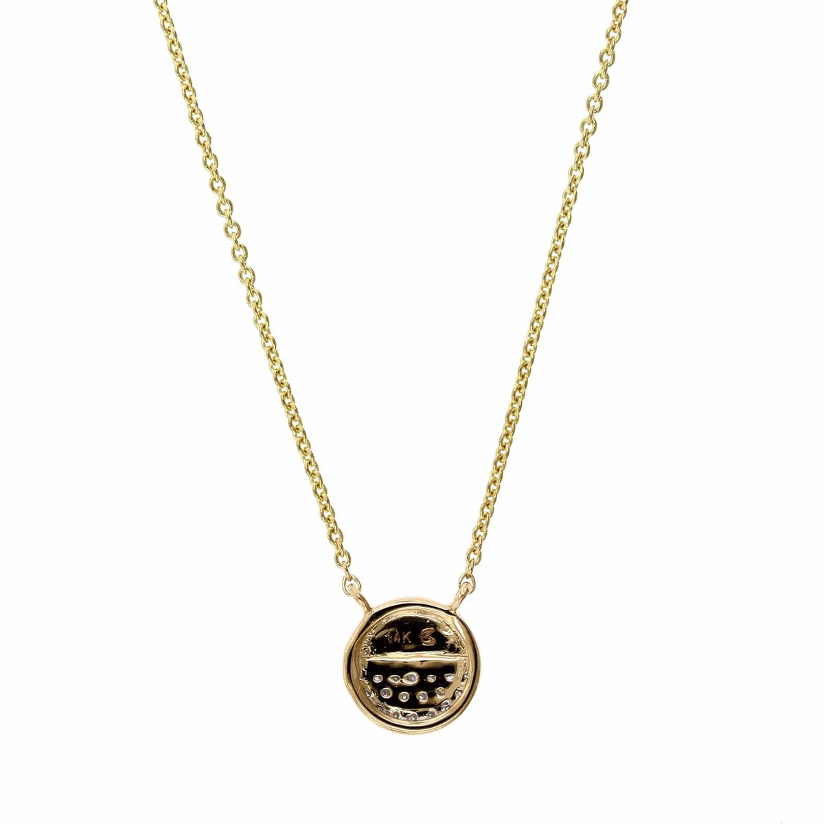 14K Yellow Gold Diamond Matte Disc Pendant