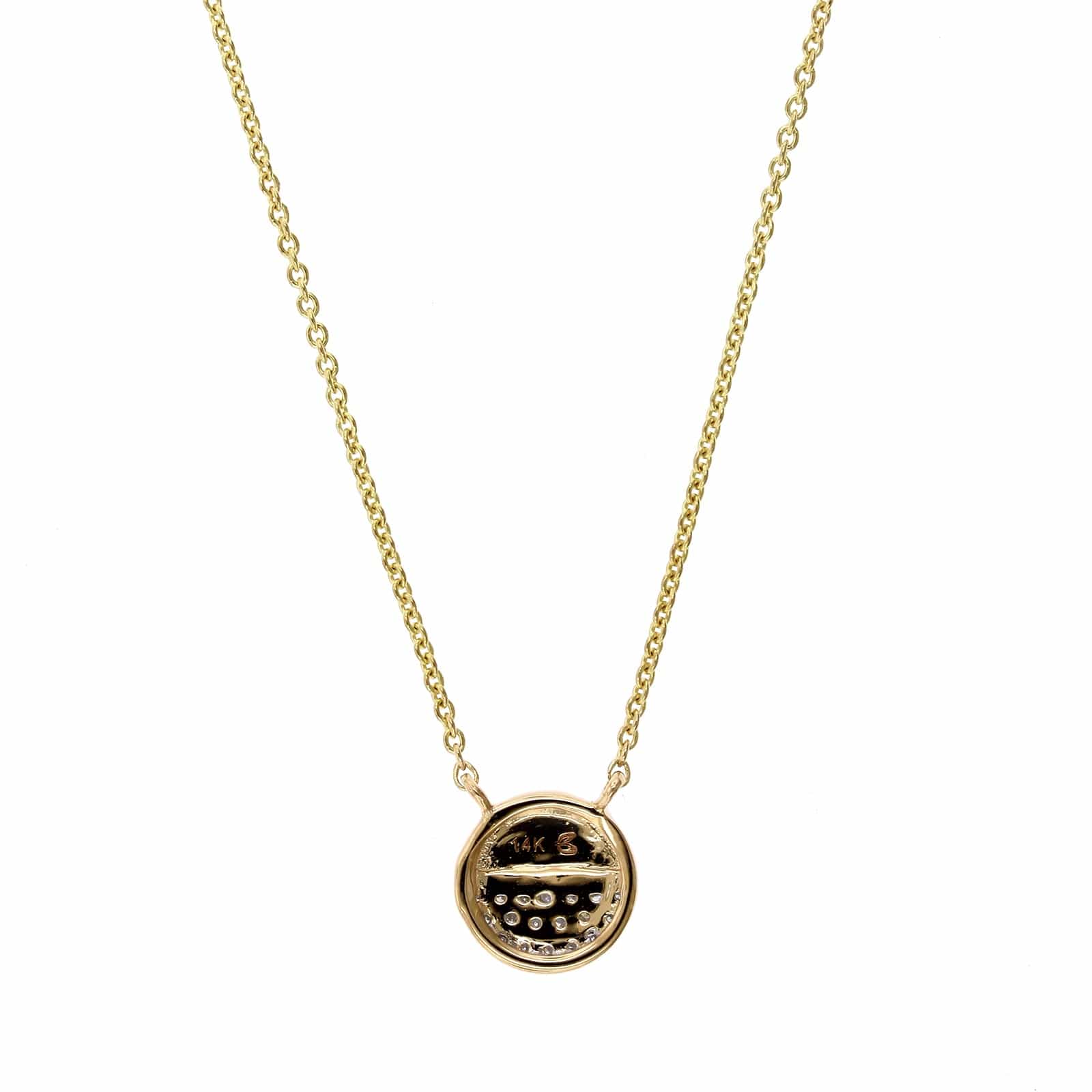 14K Yellow Gold Diamond Matte Disc Pendant