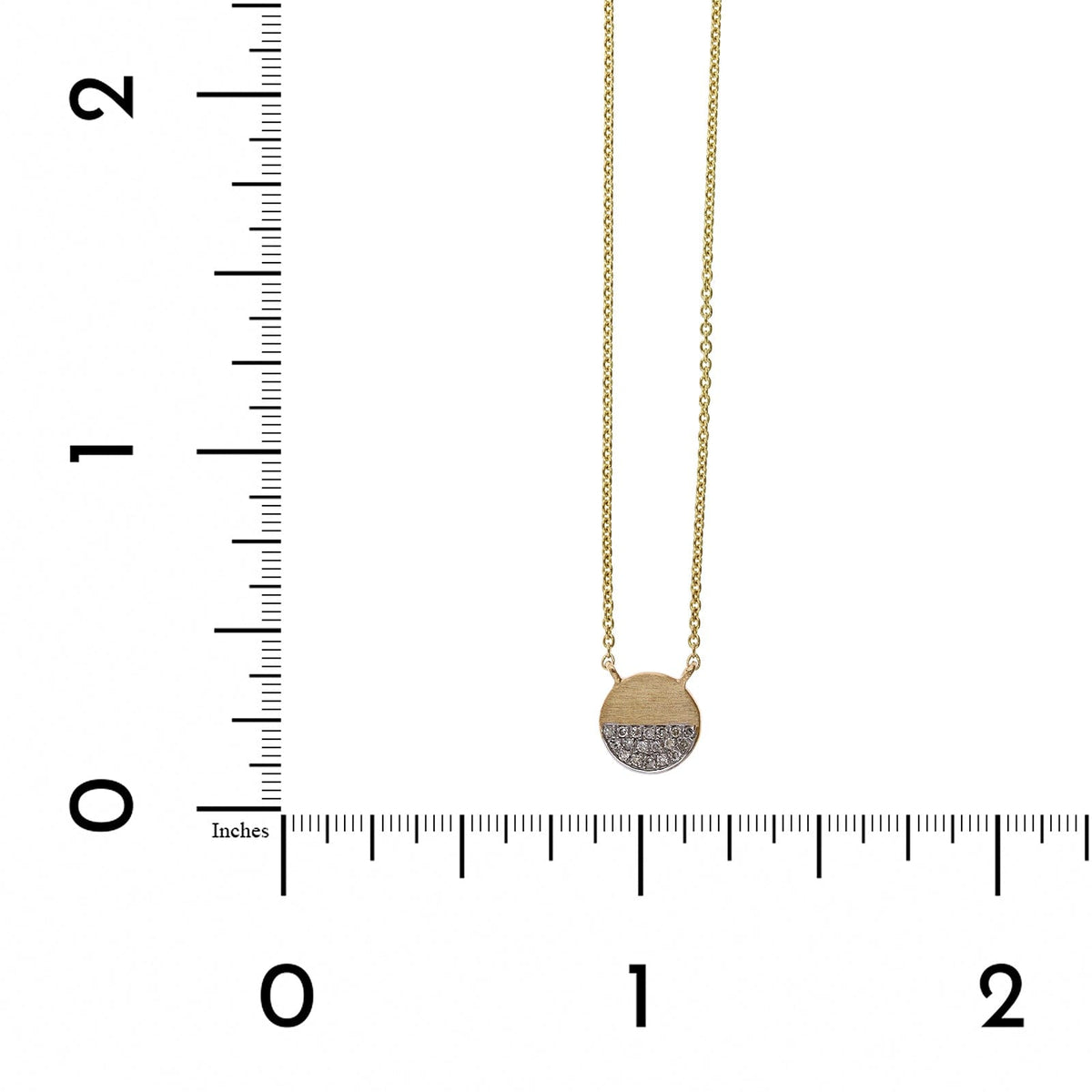 14K Yellow Gold Diamond Matte Disc Pendant