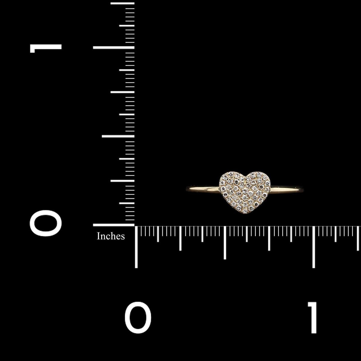 14K Yellow Gold Estate Diamond Pave Heart Ring