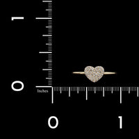 14K Yellow Gold Estate Diamond Pave Heart Ring