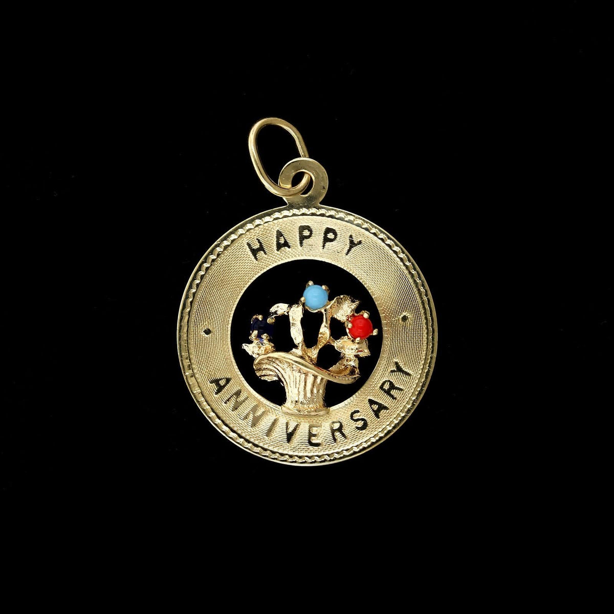 14K Yellow Gold Estate Happy Anniversary Charm, Gold, Long's Jewelers