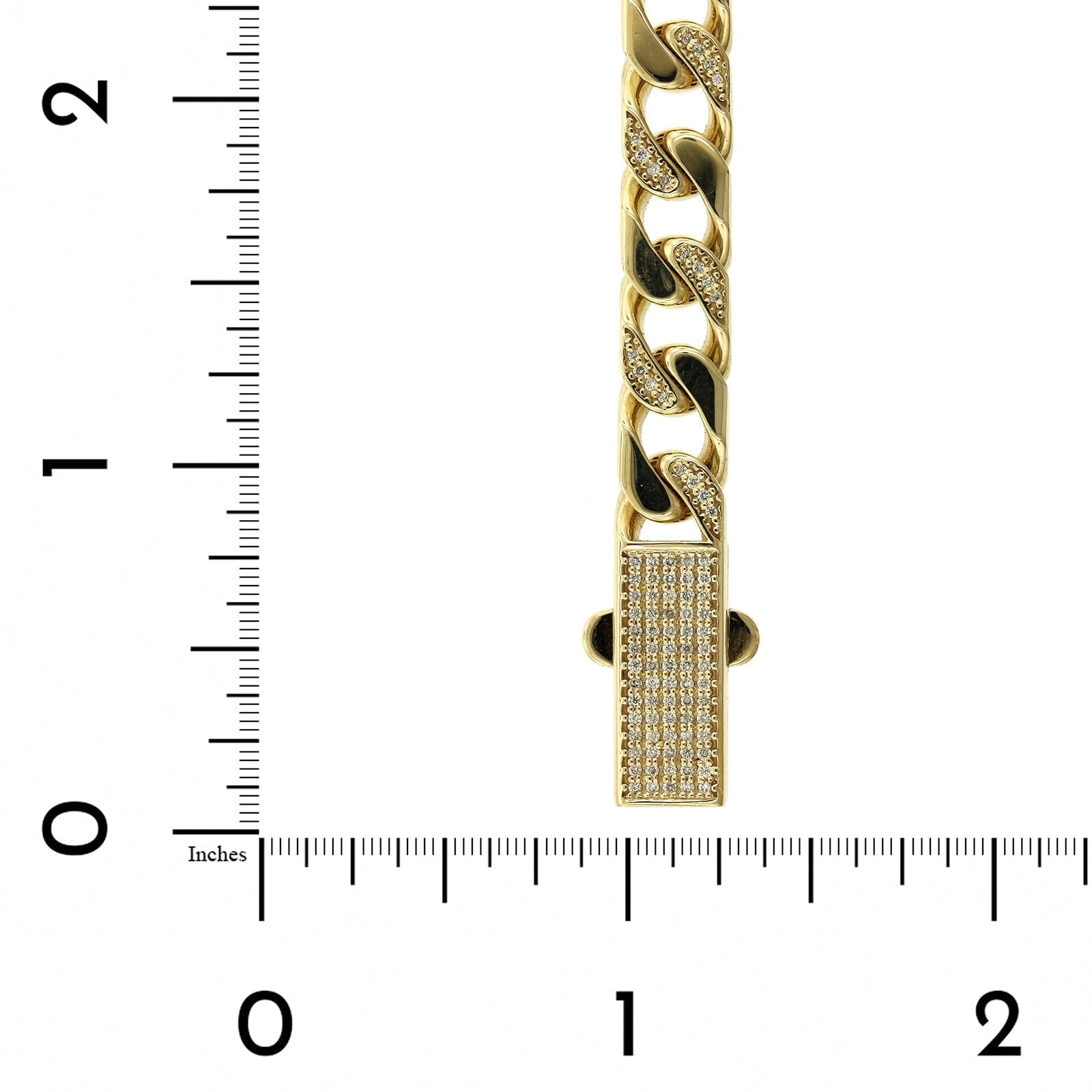 14K Yellow Gold Pave Diamond Curb Link Bracelet, 14k yellow gold, Long's Jewelers