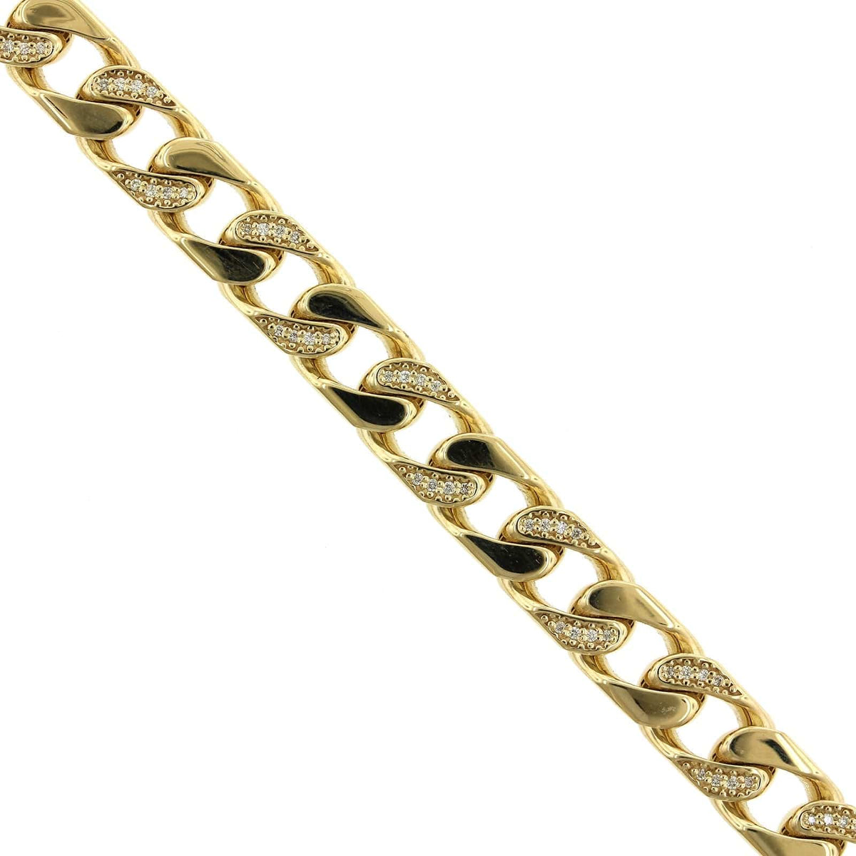 14K Yellow Gold Pave Diamond Curb Link Bracelet, 14k yellow gold, Long's Jewelers