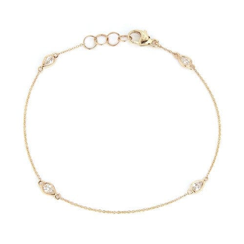 14K Yellow Gold Pear Shape Diamond Station Bracelet, 14k yellow gold, Long's Jewelers