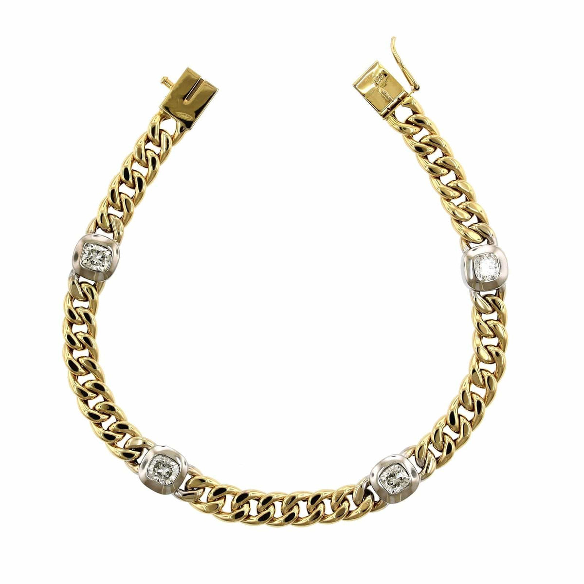 18K Two-Tone Cuban Link Diamond Bracelet, Two-Tone Gold, Long's Jewelers