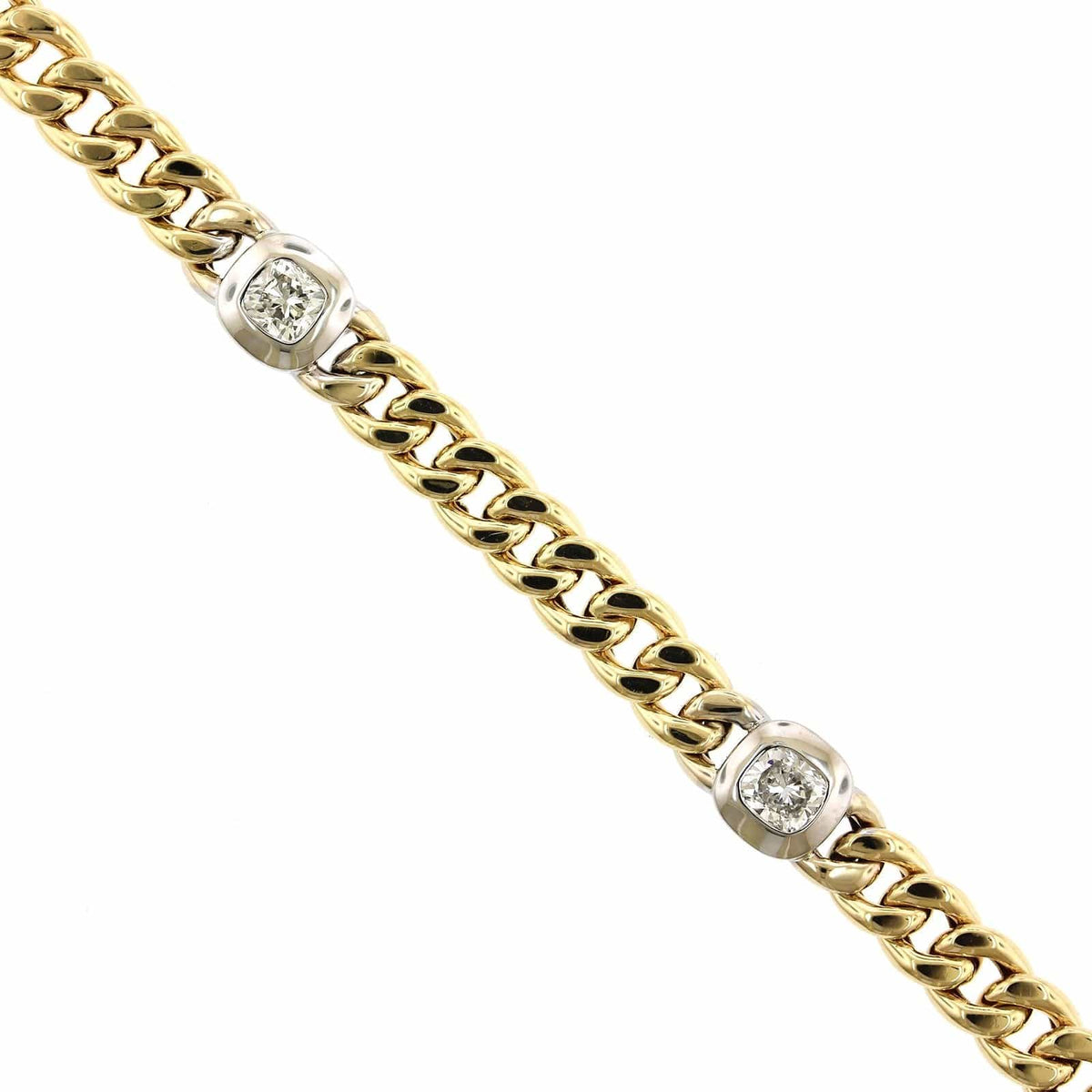 18K Two-Tone Cuban Link Diamond Bracelet, Two-Tone Gold, Long's Jewelers