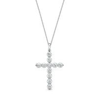 18K White Gold Diamond Cross Necklace, 18k white gold, Long's Jewelers