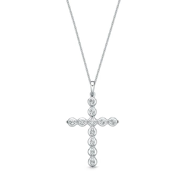 18K White Gold Diamond Cross Necklace, 18k white gold, Long's Jewelers