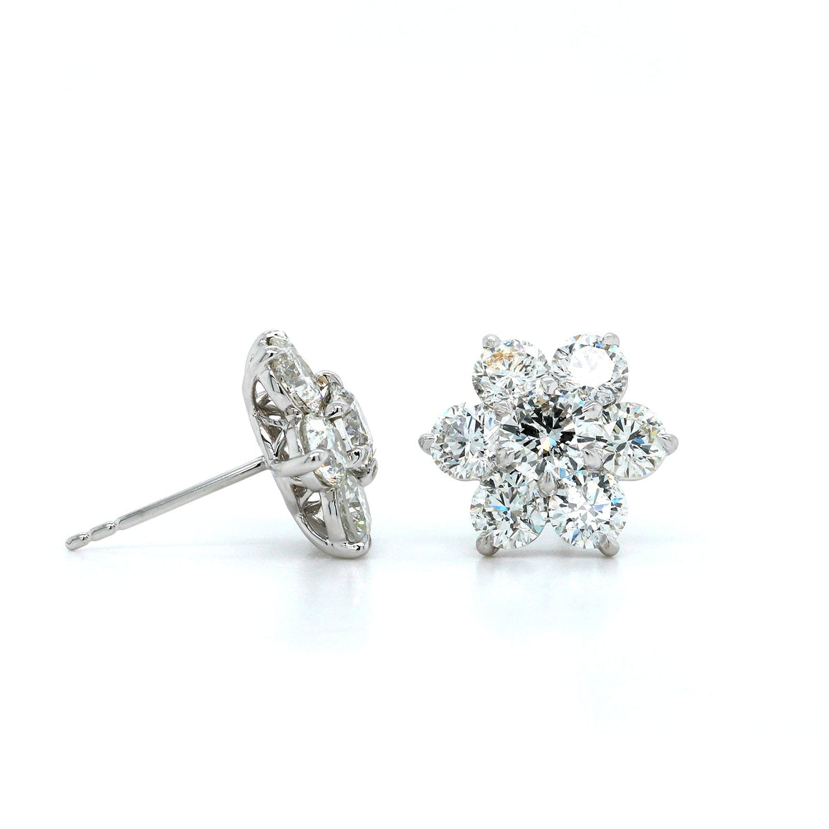 18K White Gold Diamond Flower Earrings, Gold, Long's Jewelers