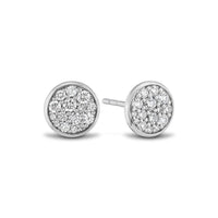 18K White Gold Pave Diamond Stud Earrings, Gold, Long's Jewelers