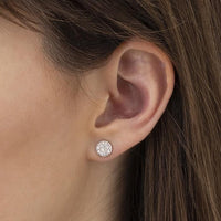 18K White Gold Pave Diamond Stud Earrings