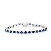 18K White Gold Sapphire and Diamond Alternating Size Tennis Bracelet, 18k white gold, Long's Jewelers