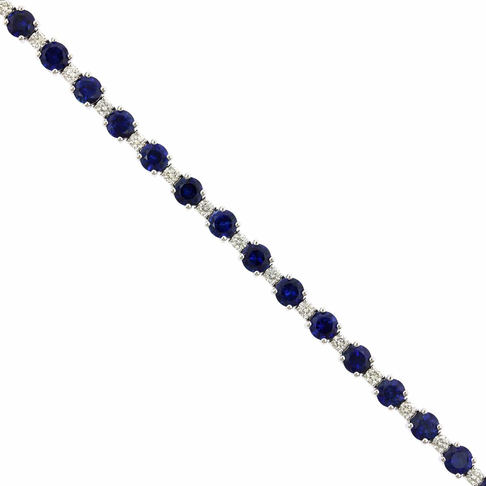 18K White Gold Sapphire and Diamond Alternating Size Tennis Bracelet, 18k white gold, Long's Jewelers