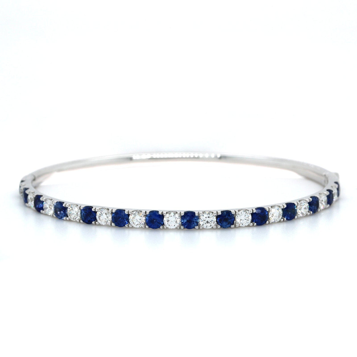 18K White Gold Sapphire and Diamond Bangle Bracelet, 18k white gold, Long's Jewelers