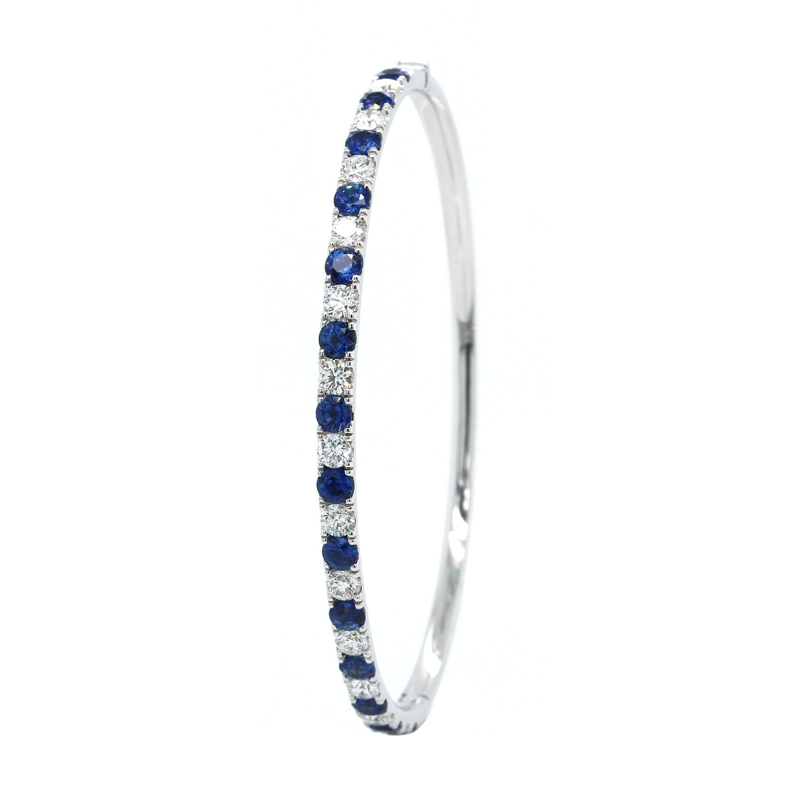 18K White Gold Sapphire and Diamond Bangle Bracelet, 18k white gold, Long's Jewelers