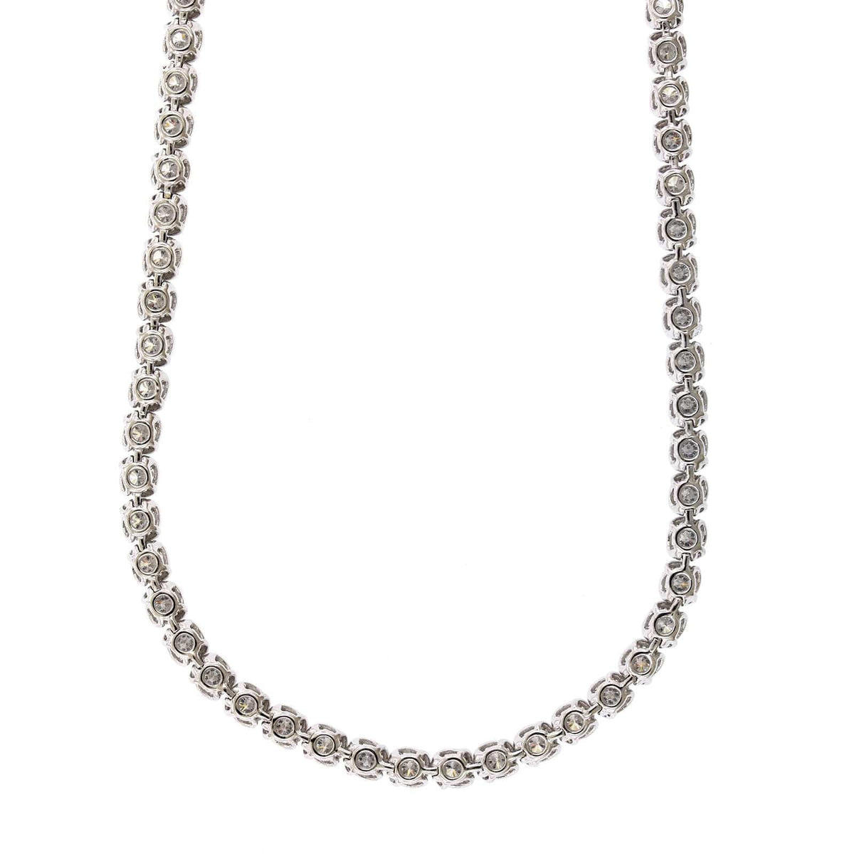 18K White Gold Semi Bezel Set Diamond Line Necklace, 18k white gold, Long's Jewelers