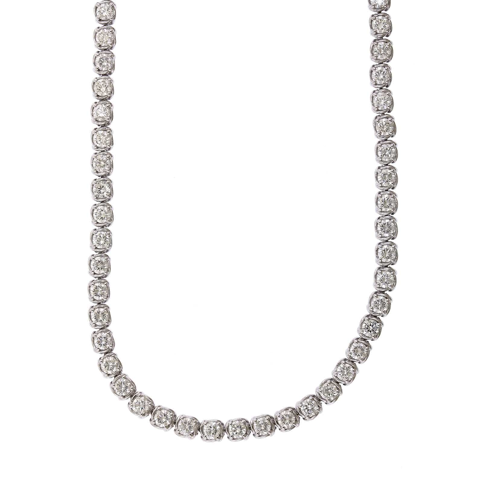 18K White Gold Semi Bezel Set Diamond Line Necklace, 18k white gold, Long's Jewelers