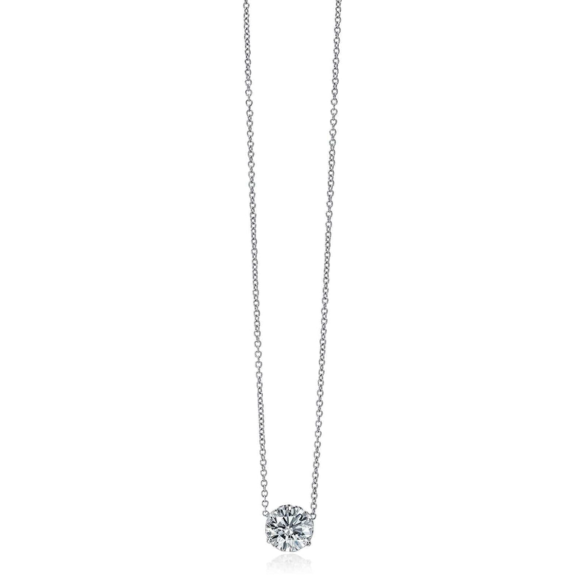 18K White Gold Solitaire Diamond Pendant, White Gold, Long's Jewelers