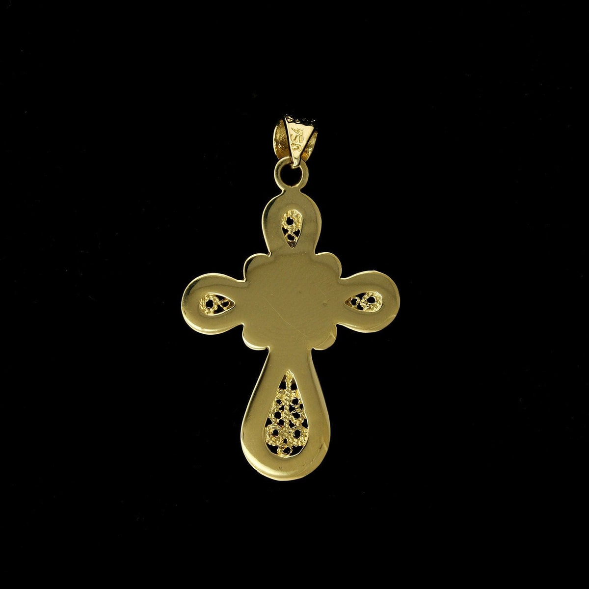 18K Yellow Gold Estate Cultured Pearl and Enamel Cross, Gold, Long's Jewelers