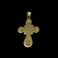 18K Yellow Gold Estate Cultured Pearl and Enamel Cross, Gold, Long's Jewelers