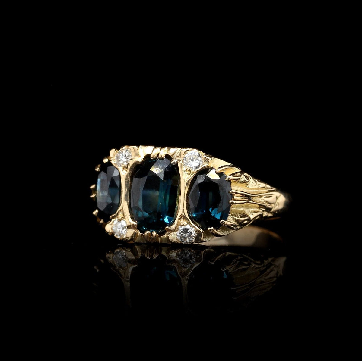 18K Yellow Gold Estate Sapphire and Diamond Ring, Gold, Long's Jewelers