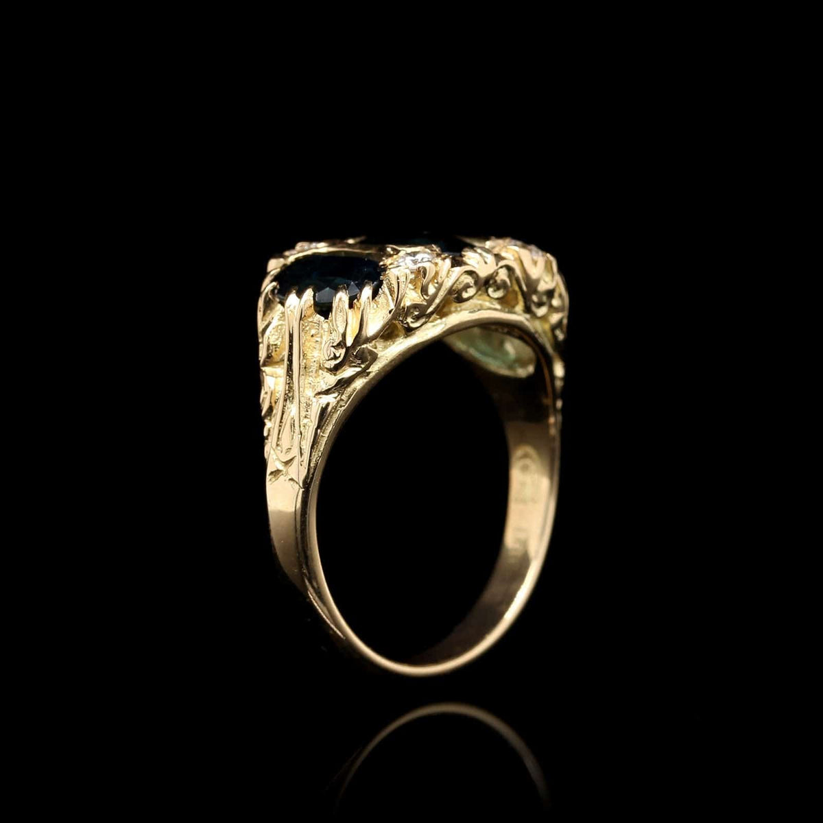 18K Yellow Gold Estate Sapphire and Diamond Ring, Gold, Long's Jewelers