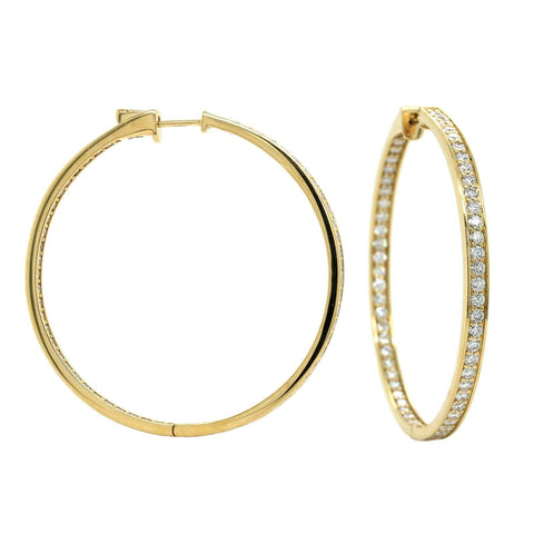 Cobblestone Hoop Earrings with Diamond Accents in 18K Yellow Gold, Style #E-2602-0-DIA-18KY