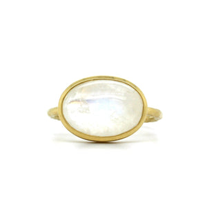 18K Yellow Gold Oval Rainbow Moonstone Pendant, yellow gold, Long's Jewelers