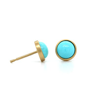 18K Yellow Gold Turquoise Stud Earrings, 18k yellow gold, Longs's Jewelers