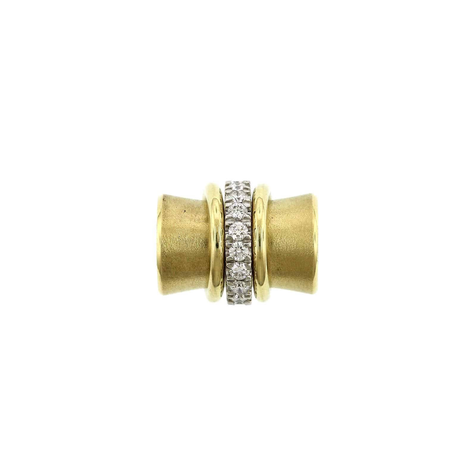 18K Yellow Gold and Platinum Pave Diamond Orbit Bead Enhancer, Yellow Gold and Platinum, Long's Jewelers