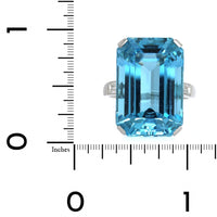 Platinum Emerald Cut Aquamarine Ring