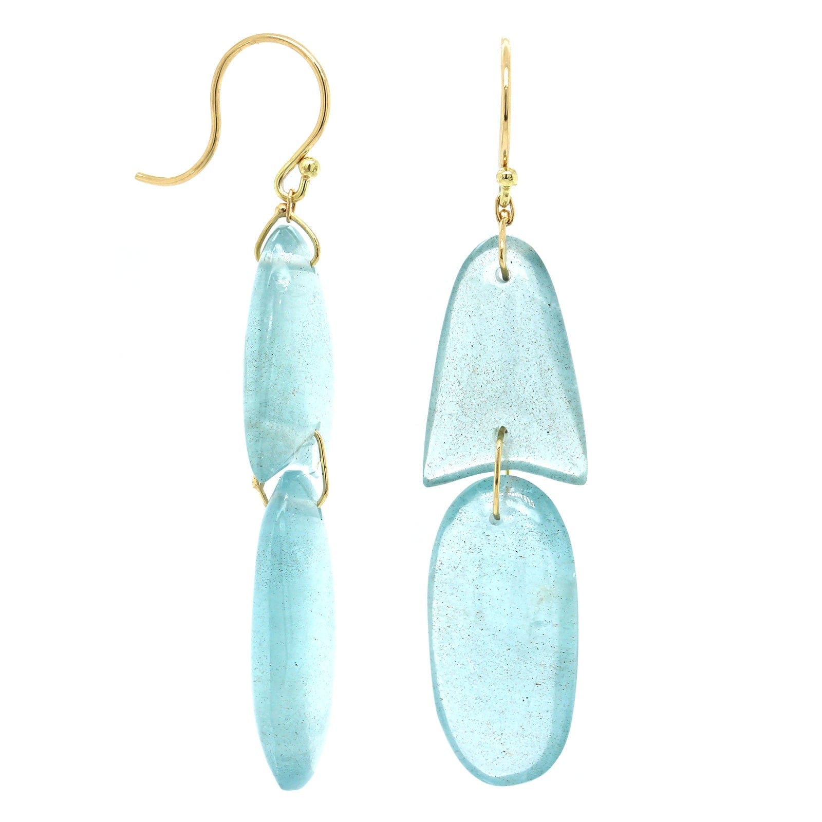 18K Yellow Gold Aquamarine ArrowHead Drop Earrings