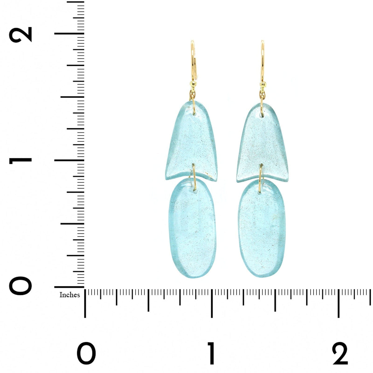 18K Yellow Gold Aquamarine ArrowHead Drop Earrings