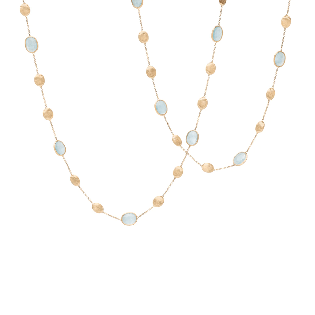 Marco Bicego Siviglia 18K Yellow Gold Aquamarine Station Necklace