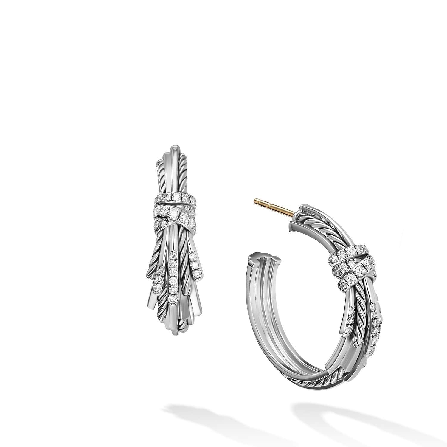 Angelika Hoop Earrings with Pavé Diamonds, Sterling Silver, Long's Jewelers