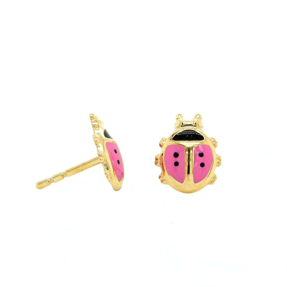 14K Yellow Gold Ladybug Studs