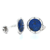 Sterling Silver Round Lapis Cufflinks